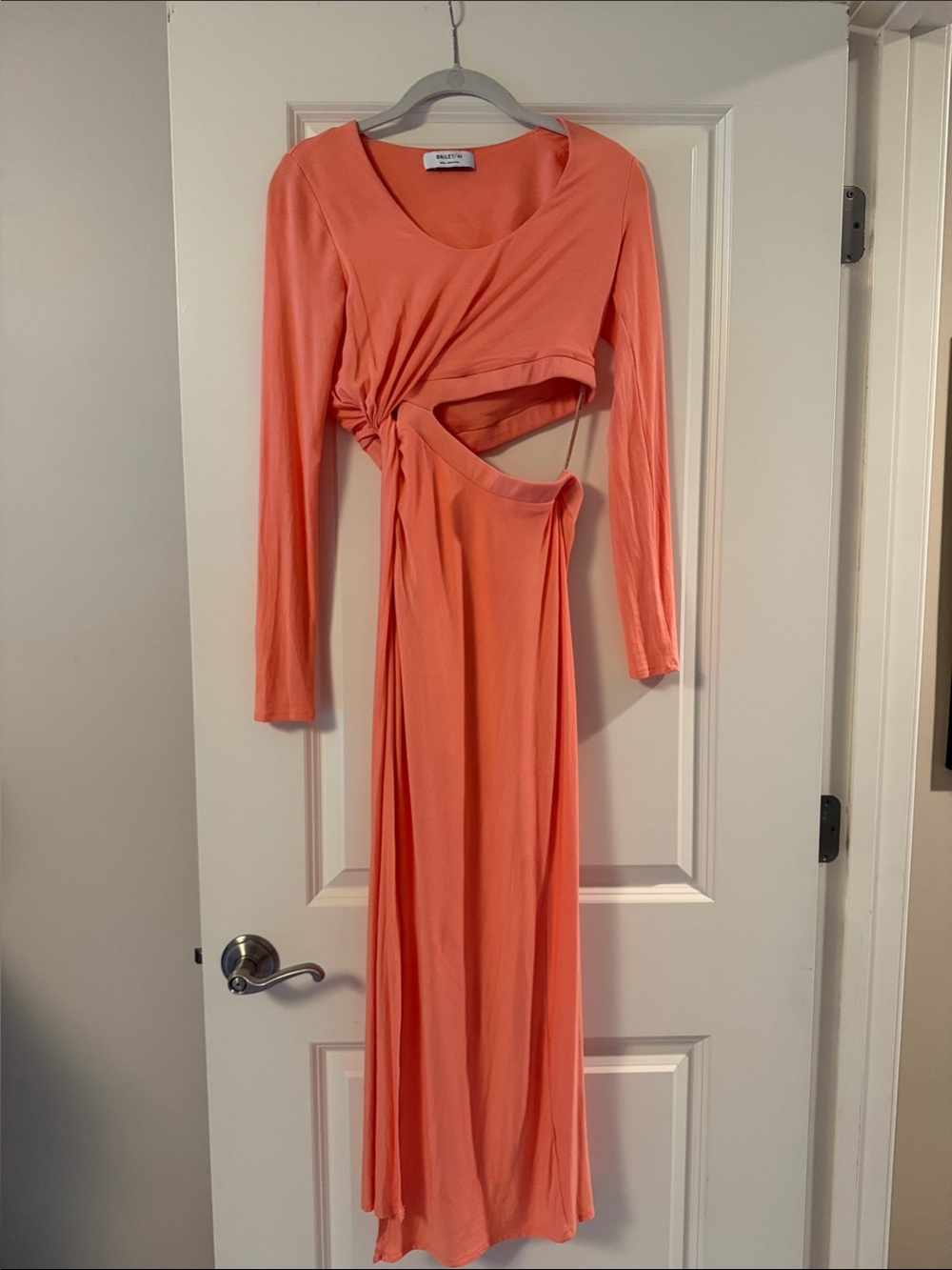 Bailey 44 Coral Long Sleeve Knot-Front Maxi Dress